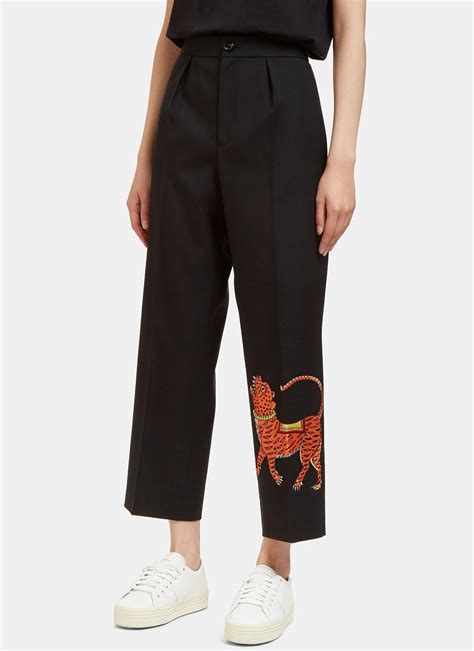 gucci women's black pants|Gucci wide leg pants.